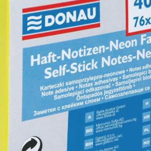 Karteczki samoprzylepne DONAU 76x76mm, mix kolorów neonowych